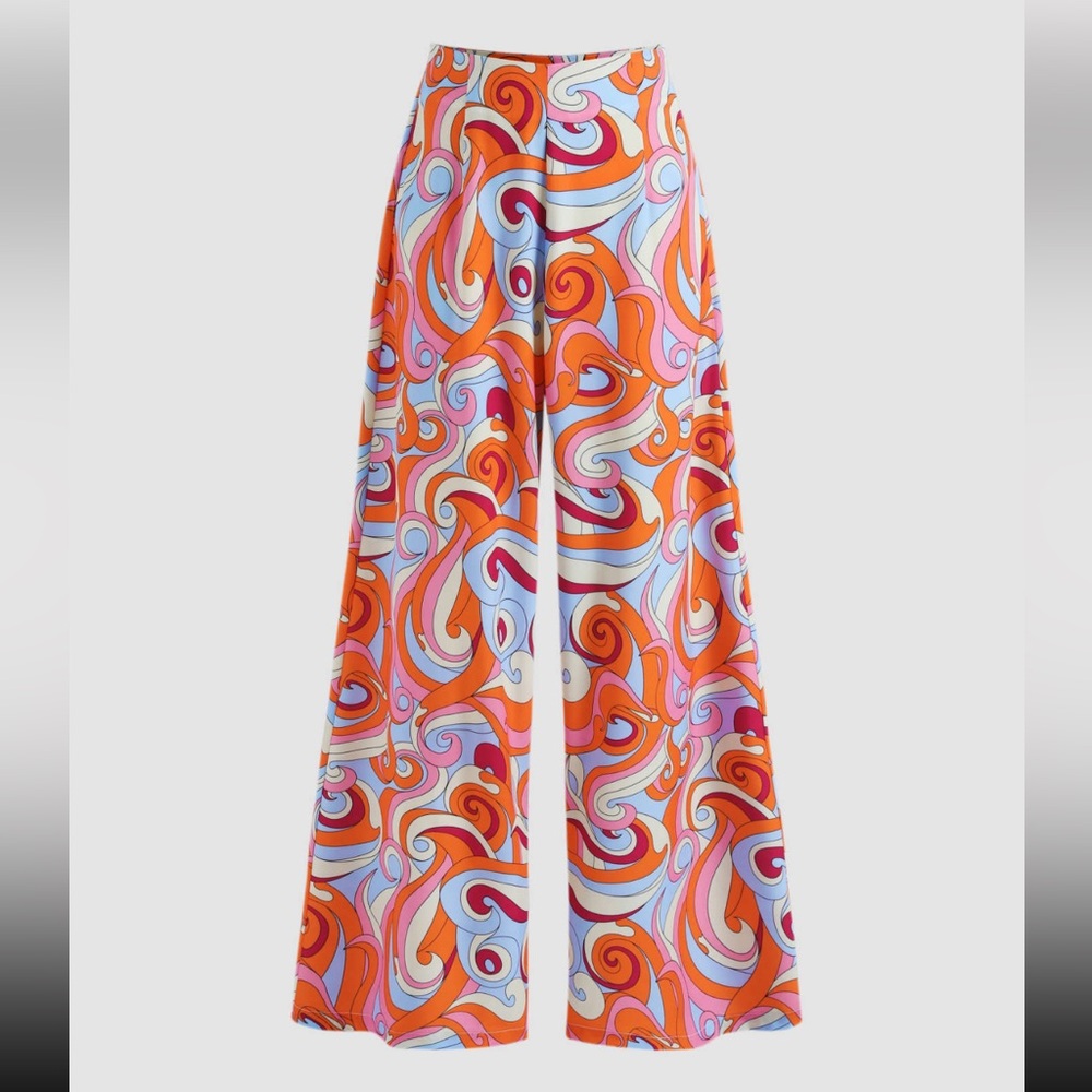 Colorful Swirl Pattern Women's Wide-Leg Pants